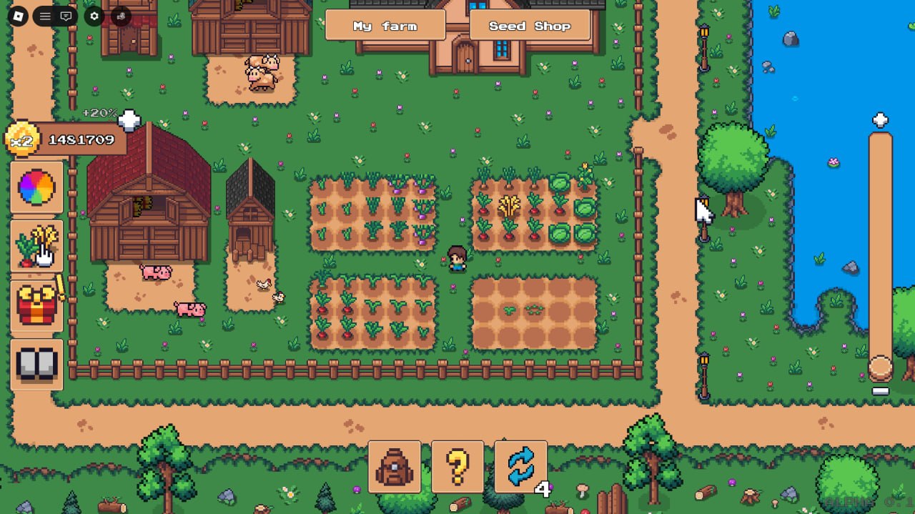 Pixel Farm Tycoon 2D gameplay scene 1